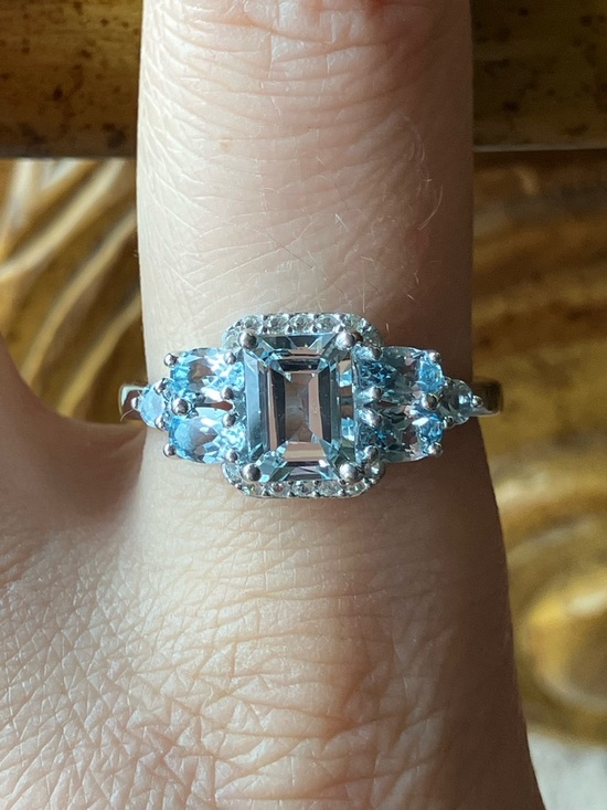 Jewelry - Natural Aquamarine Blue Topaz Sterling Silver Ring Size 10